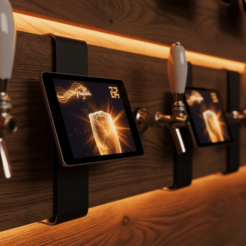 Full integration mockup showing FluteOS AI embedded in Table Tap tablet screen