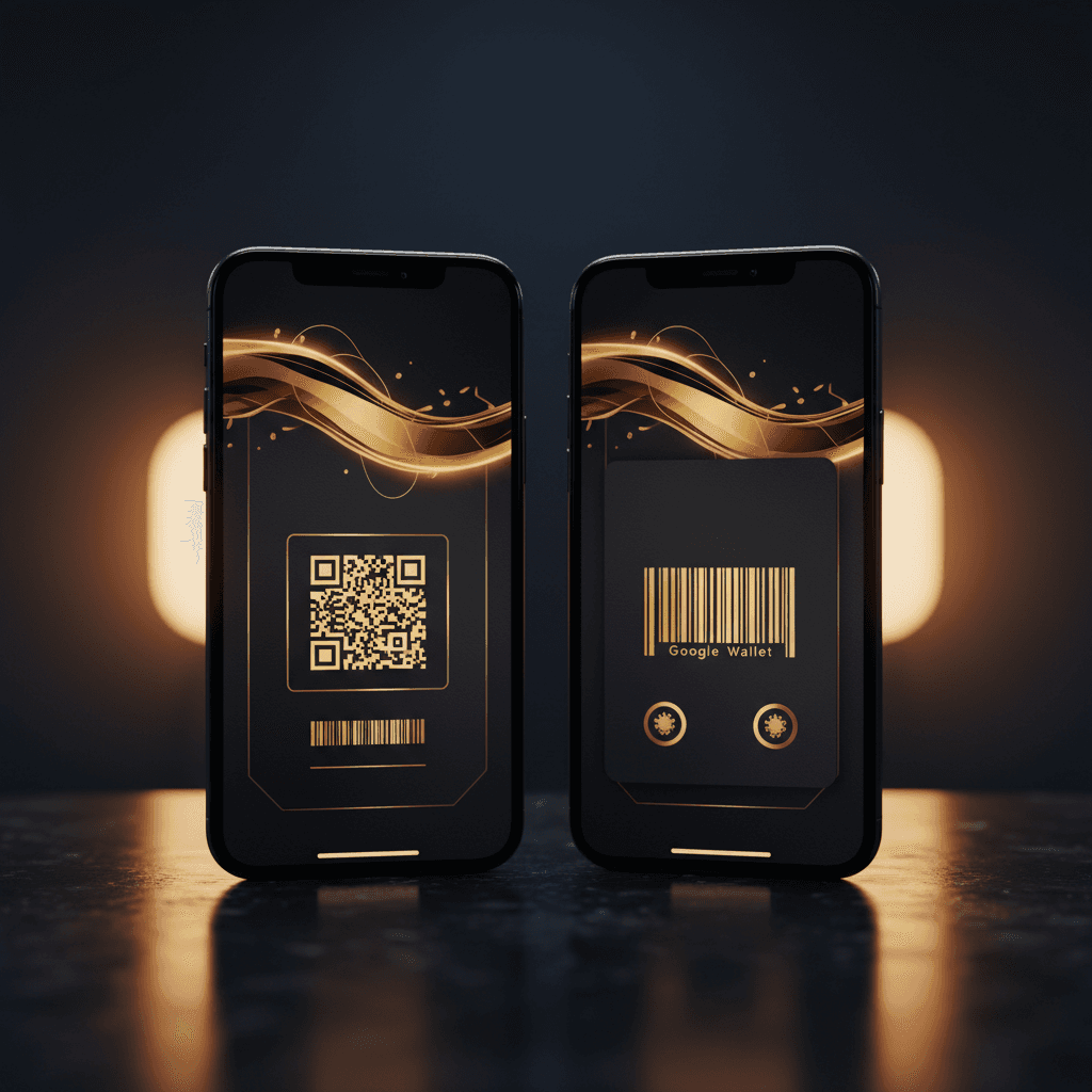 Apple and Google Wallet pass mockup for FluteOS loyalty card